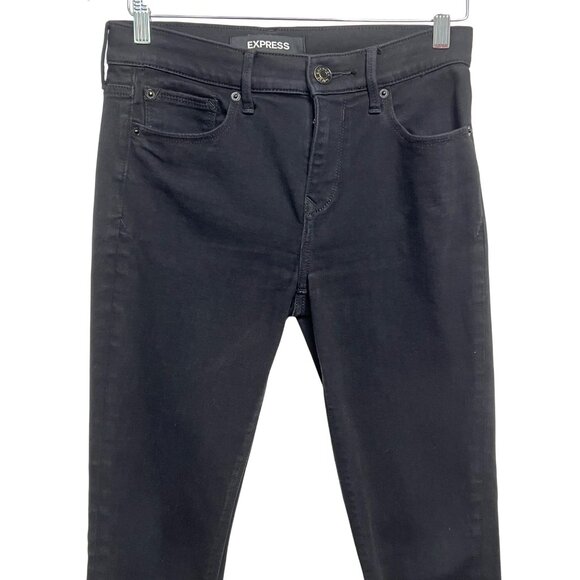 Express Women's Mid-Rise Black Jeans Ankle Legging Stretch 5 Pocket Size 4 - Picture 3 of 15